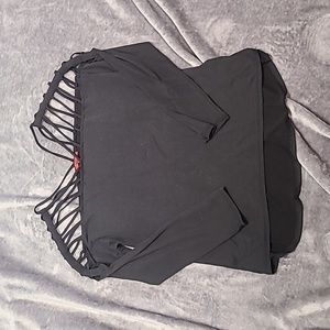 Black strappy long sleeve top